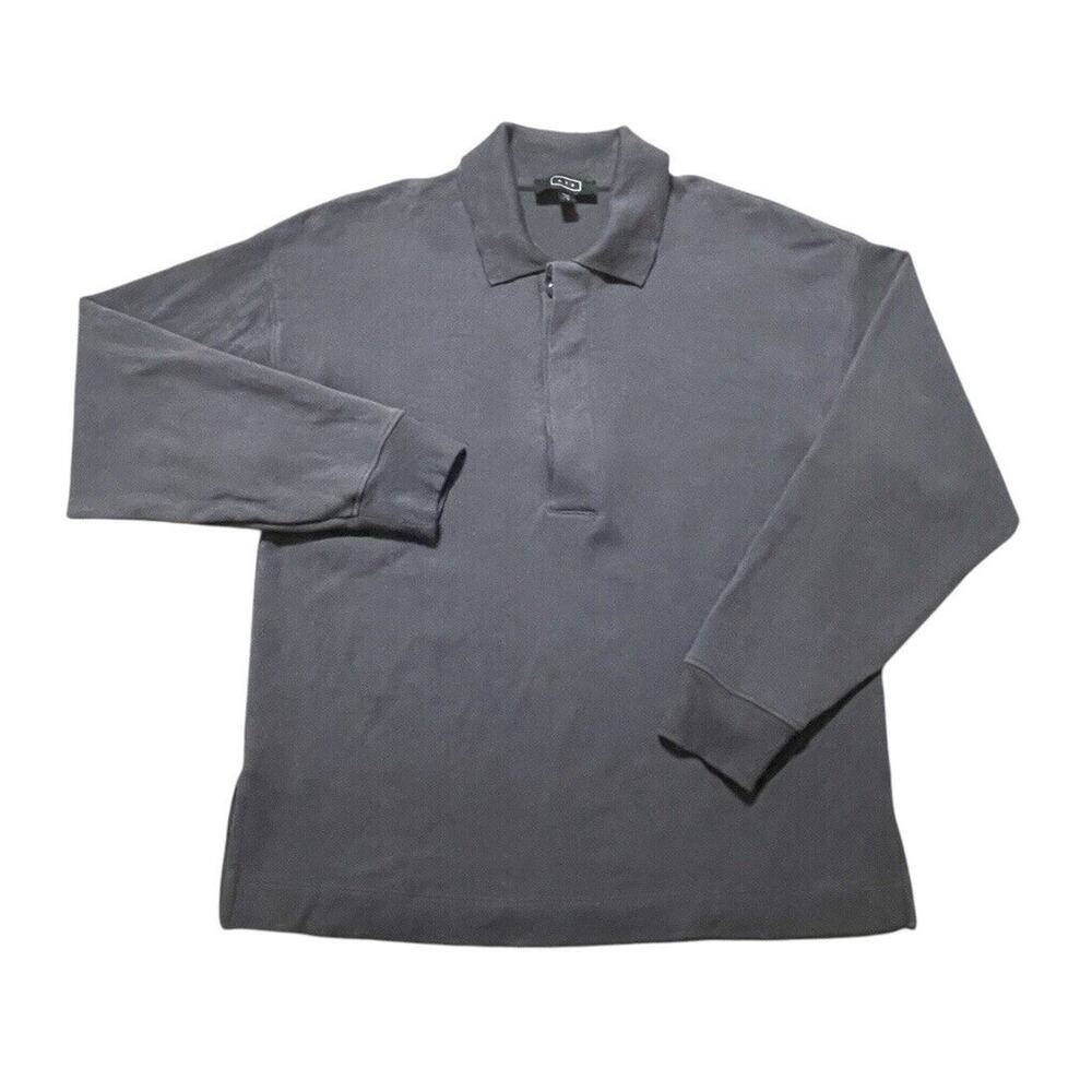 AYR Polo Sweater Womens Small Gray Pima Cotton Spandex Blend Button Up Peru Made